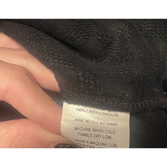 Eileen Fisher Women's L Black Linen Lagenlook Plaid Collared Relaxed Jacket EUC - Picture 5 of 5